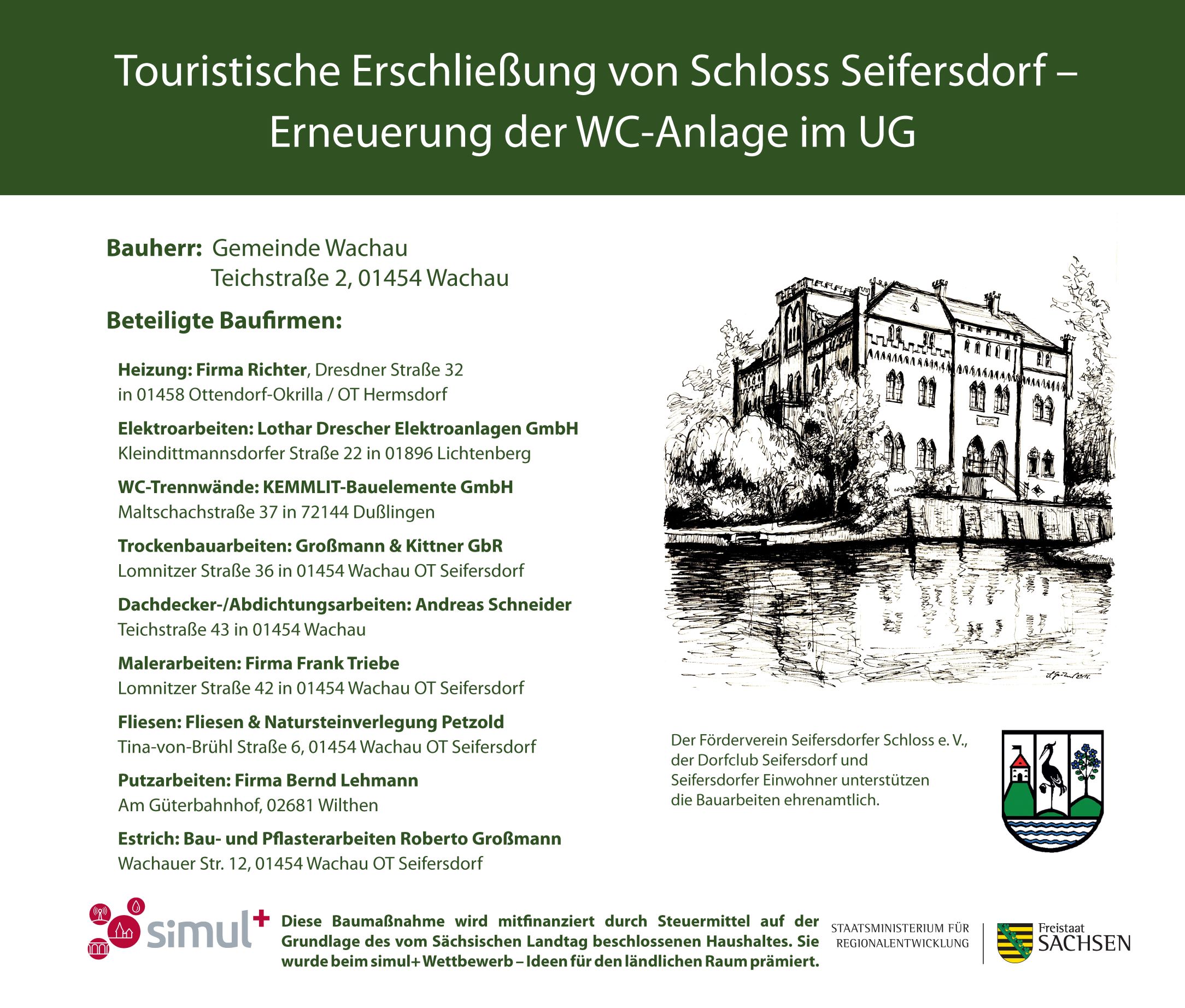 Sanierung Schloss Seifersdorf Gemeinde Wachau